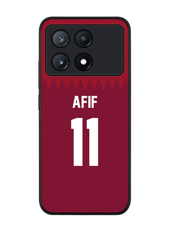 Stylizedd Rugged Black Edge Case for Xiaomi Poco X6 Pro, Slim fit Case Thin Cover -  Football Team - Qatar, Player Name - Afif - Image 1
