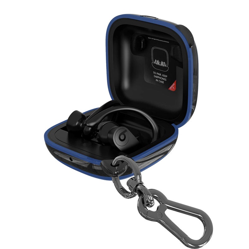 ANKASI غطاء ANKASI متوافق مع علبة Powerbeats Pro، علبة واقية كاملة مضادة للصدمات وغير قابلة للانزلاق من السيليكون لبياتس Powerbeats Pro 2020 (حافة سوداء - أزرق منتصف الليل) - Image 1