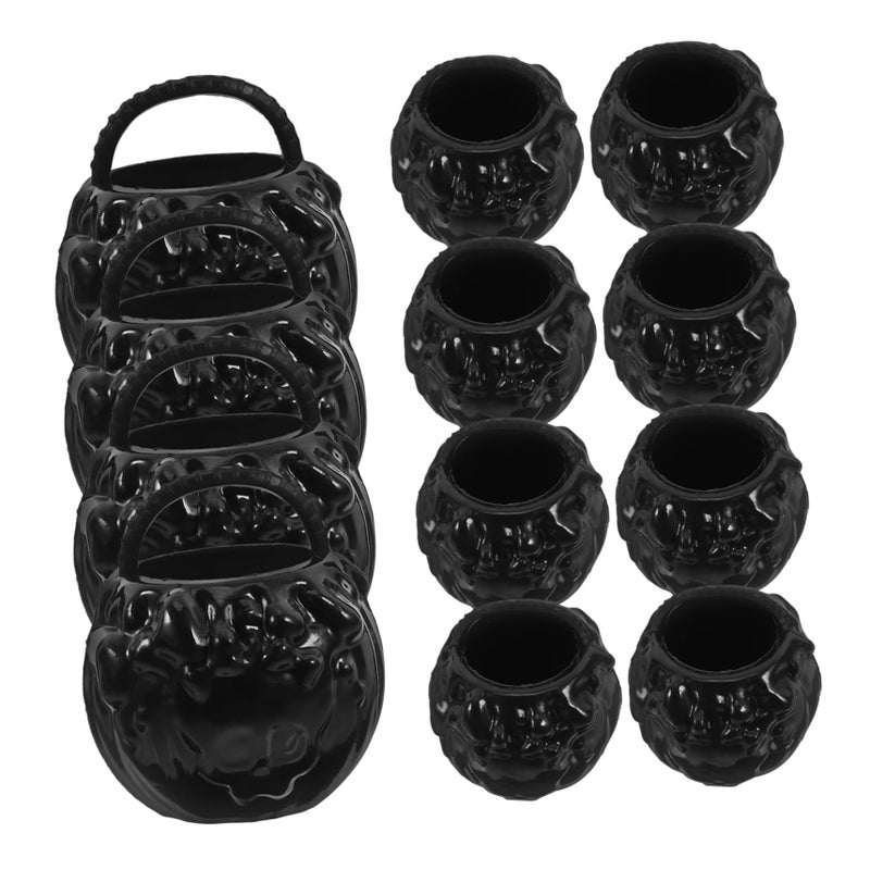 12Pcs Mini Black Cauldron Halloween Decorations for Party Table and Dollhouse - Image 2