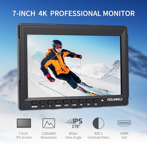 FEELWORLD FW759 7 Inch DSLR Camera Field Monitor HD Video Assist Slim IPS 1280x800 4K HDMI 1080p with Sunshade - Image 3