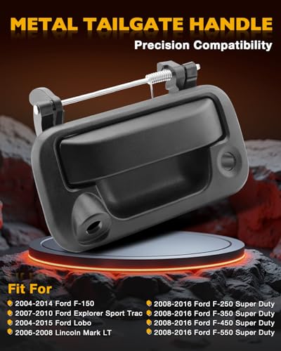 Gledewen Metal Tailgate Latch Handle wCamera Hole Compatible with 20042016 Ford F150 F250 F350 F450 F550 Super Duty Explorer Lobo 0612 Lincoln Mark LT Replace 8L3Z9943400AC Tail Gate Door Handle - Image 3