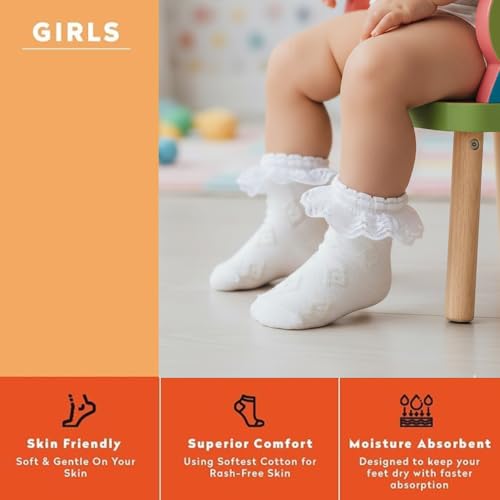 Supersox Frill Ankle Length Socks for Babies | Durable & Breathable Combed Cotton | Extra Soft, Anti-Odor & Moisture Absorbent | Pack of 3 - Image 4