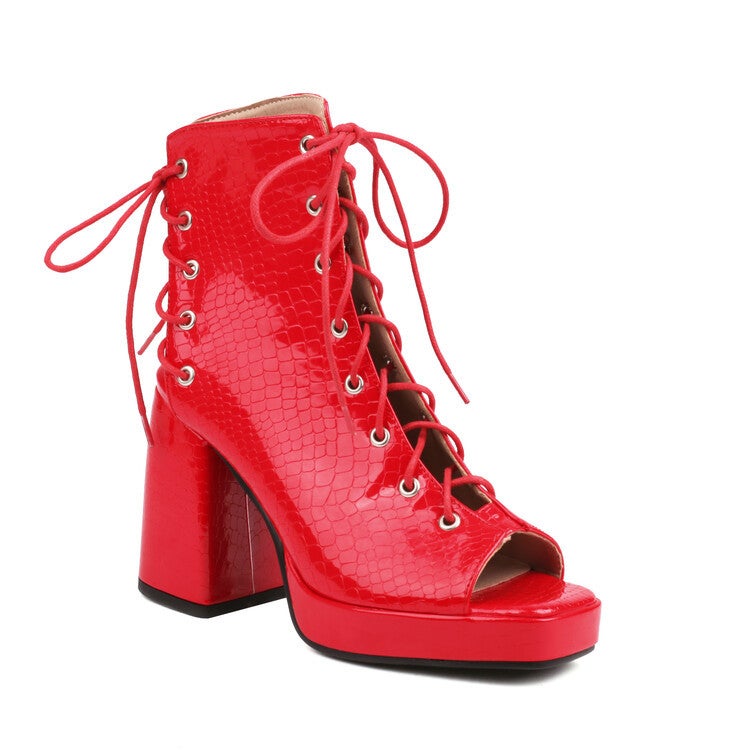 Fish Mouth Square Head Water Table Lace-Up Sandals Large Size Women'S Shoes 5703 - Image 4