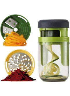 yongsheng 3 in 1 Handheld Spiralizer Carrot Cucumber Grater Spiral Salad Tool Zucchini Noodle Spaghetti Maker（1 pcs）  - Image 5