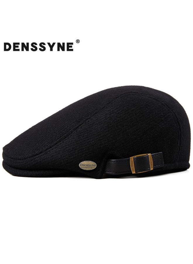 Denssyne Men's Winter Beret Hat Fleece Lined Thickened Outdoor Cold-resistant Warm Duckbill Cap High-quality Elderly Hat - Image 1