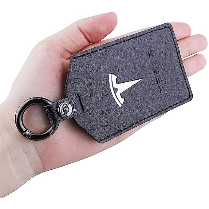 TESLA CARD CASE KEY HOLDER KEY PROTECTIVE CARD WITH KEY CHAIN FOR MODEL Y/3/S ACCESSORIES (BLACK) - Image 3