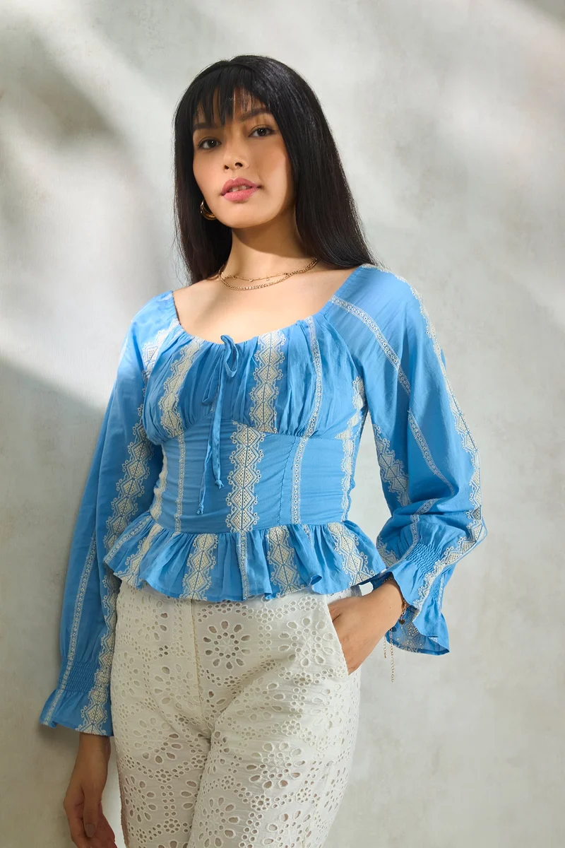 Virgio Cotton Peplum Daywear Tops for Women