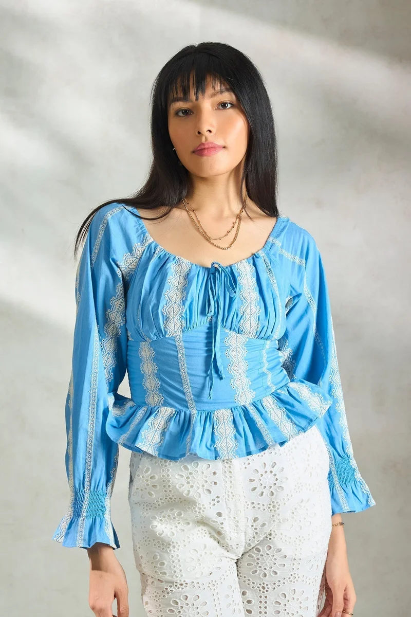 Virgio Cotton Peplum Daywear Tops for Women