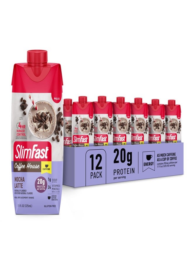 SlimFast Protein Shake, NEW Mocha Latte- 20g Protein, Meal Replacement Shake Ready to Drink, High Protein with Low Carb and Low Sugar, 24 Vitamins and Minerals, 11 Fl Oz (Pack of 12) - Image 1