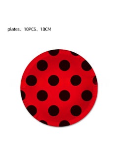 Generic New Ladybug Party Supplies Kit for Birthday 7-inch plate 10PCs-seven-star Ladybug 