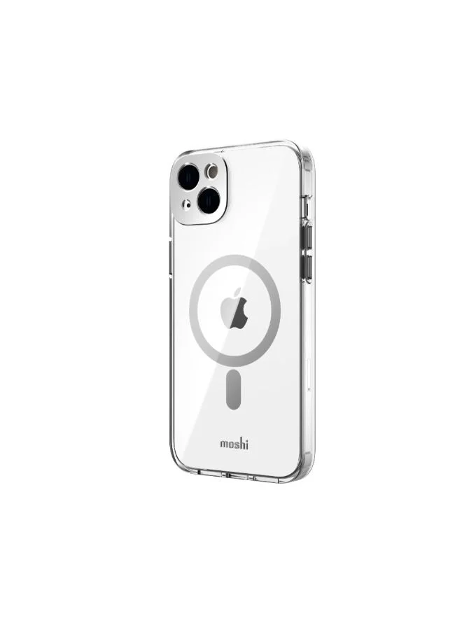 موشي Moshi iGLAZE Apple iPhone 14 Plus 6.7" Case with MagSafe & Cam Cover - Luna Silver