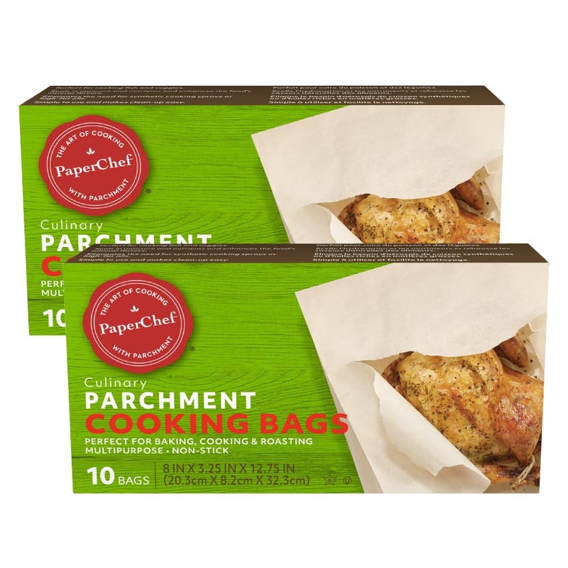 PaperChef  Parchment Bags  Multipurpose NonStick Paper  Perfect for Roasting and Steaming  10 Count  2 Pack