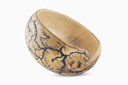 GoCraft Yarn Storage Bowl – Handmade Wooden Yarn Bowl with Fractal Burn Pattern – 5.5"x3" Knitting & Crochet Organizer for Yarn Balls – Great Gift Idea for Knitters & Crochet Lovers - Image 2