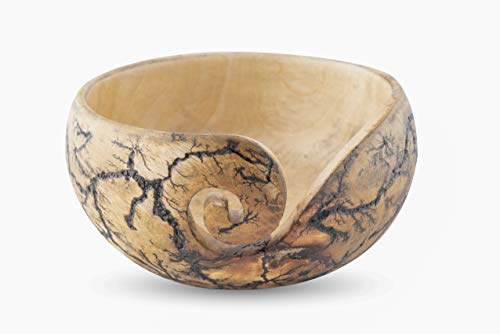 GoCraft Yarn Storage Bowl – Handmade Wooden Yarn Bowl with Fractal Burn Pattern – 5.5"x3" Knitting & Crochet Organizer for Yarn Balls – Great Gift Idea for Knitters & Crochet Lovers - Image 3