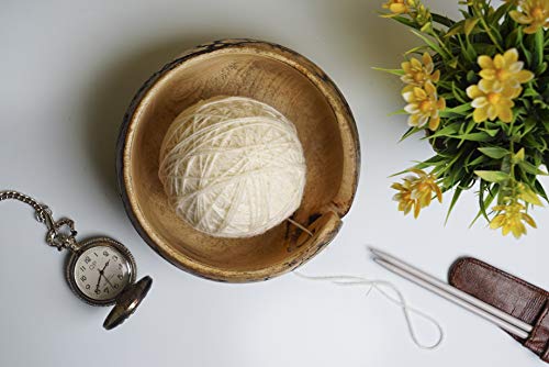 GoCraft Yarn Storage Bowl – Handmade Wooden Yarn Bowl with Fractal Burn Pattern – 5.5"x3" Knitting & Crochet Organizer for Yarn Balls – Great Gift Idea for Knitters & Crochet Lovers - Image 4