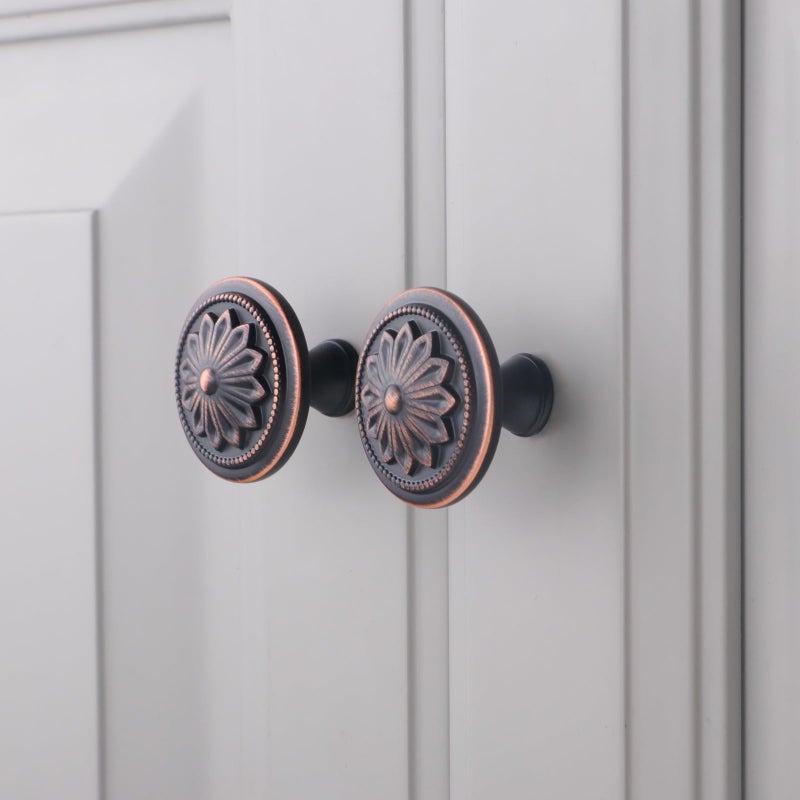 Xlroaafs 12 Pack Oil Rubbed Bronze Cabinet Knobs, Bronze Kitchen Cabinet Knobs for Cabinets and Drawers,1-2/5" Round Antique Bronze Bifold Closet Door Knobs Vintage Drawer Knobs - Image 5