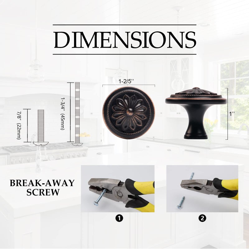 Xlroaafs 12 Pack Oil Rubbed Bronze Cabinet Knobs, Bronze Kitchen Cabinet Knobs for Cabinets and Drawers,1-2/5" Round Antique Bronze Bifold Closet Door Knobs Vintage Drawer Knobs - Image 2