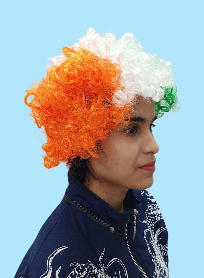 BookMyCostume Tricolor Curly Hair Wig - Unisex Adult & Kids Fancy Dress Patriotic Accessory - Image 3