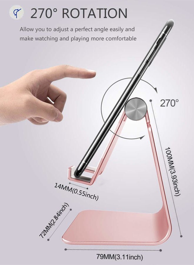 CreaDream Adjustable Cell Phone Stand, Phone Stand, Cradle, Dock, Holder, Aluminum Desktop Stand Compatible with Phone 16 15 14 13 12 11 Pro Max Plus SE, Accessories Desk, All Mobile Phones-Rose Gold - Image 3