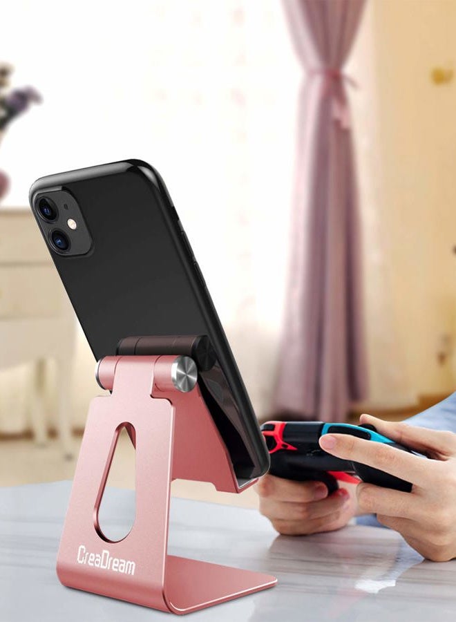 CreaDream Adjustable Cell Phone Stand, Phone Stand, Cradle, Dock, Holder, Aluminum Desktop Stand Compatible with Phone 16 15 14 13 12 11 Pro Max Plus SE, Accessories Desk, All Mobile Phones-Rose Gold - Image 4