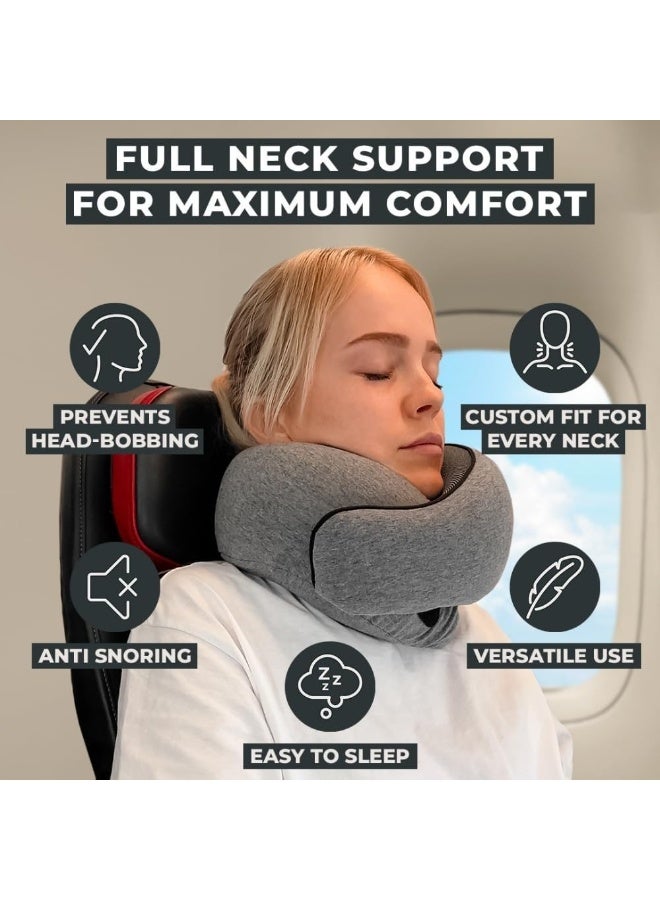 Eworld Memory Foam Travel Neck Pillow with Eye Mask & Ear Plugs – Ergonomic Cushion for Airplane, Car & Train Journeys, Grey - Image 5
