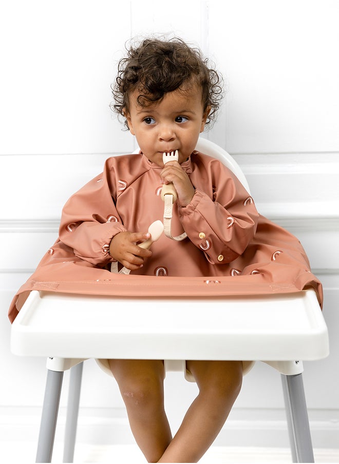 bibado - Handi Toddler Cutlery Set, Food Safe Baby Cutlery, Toddler Fork And Spoon Set, Toddler Eating Utensils For Babies 6 Months And Up, Also Attaches To Coverall Bib - Fawn - Image 1
