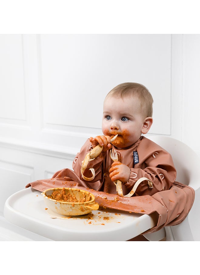 bibado - Handi Toddler Cutlery Set, Food Safe Baby Cutlery, Toddler Fork And Spoon Set, Toddler Eating Utensils For Babies 6 Months And Up, Also Attaches To Coverall Bib - Fawn - Image 1