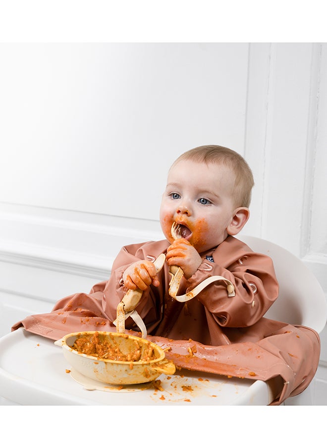 bibado - Handi Toddler Cutlery Set, Food Safe Baby Cutlery, Toddler Fork And Spoon Set, Toddler Eating Utensils For Babies 6 Months And Up, Also Attaches To Coverall Bib - Fawn - Image 1