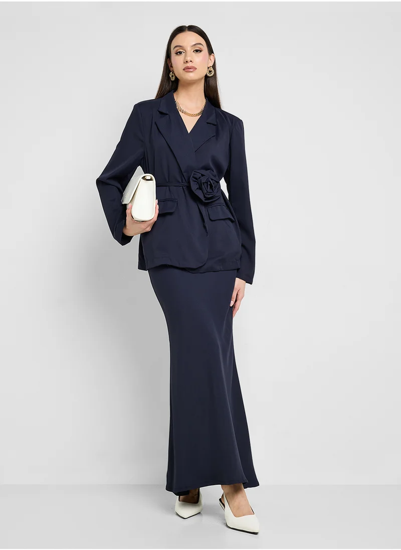 Khizana Self Tie Blazer & Skirt Set