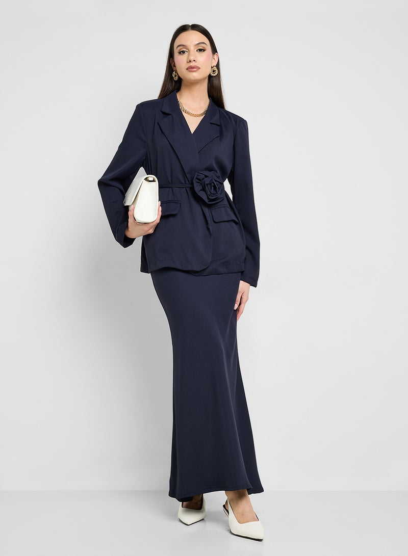 Khizana Self Tie Blazer & Skirt Set  - Image 1