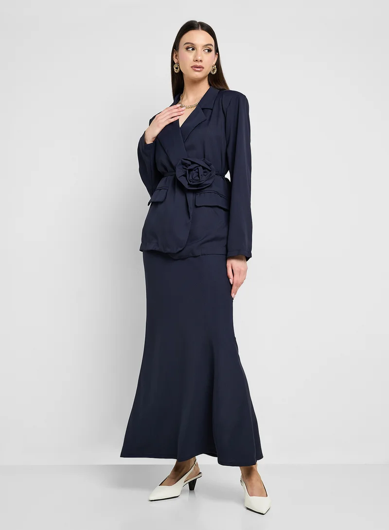 Khizana Self Tie Blazer & Skirt Set