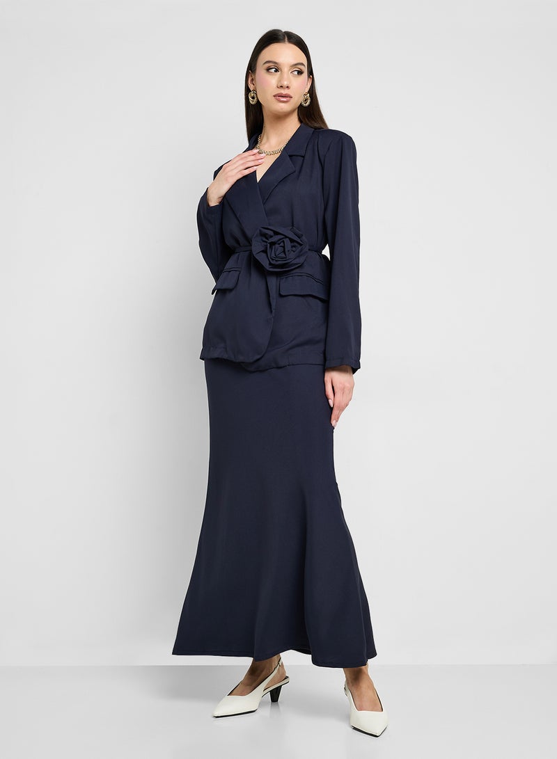 Khizana Self Tie Blazer & Skirt Set  - Image 5