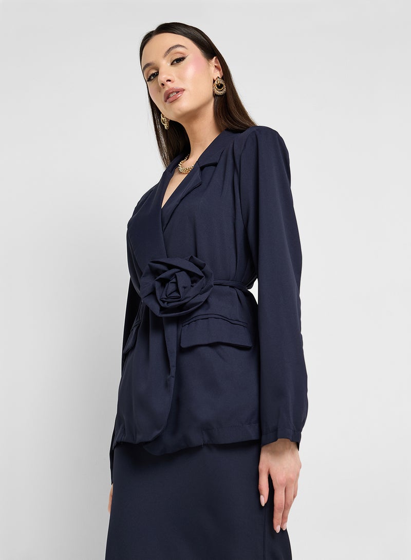 Khizana Self Tie Blazer & Skirt Set  - Image 3
