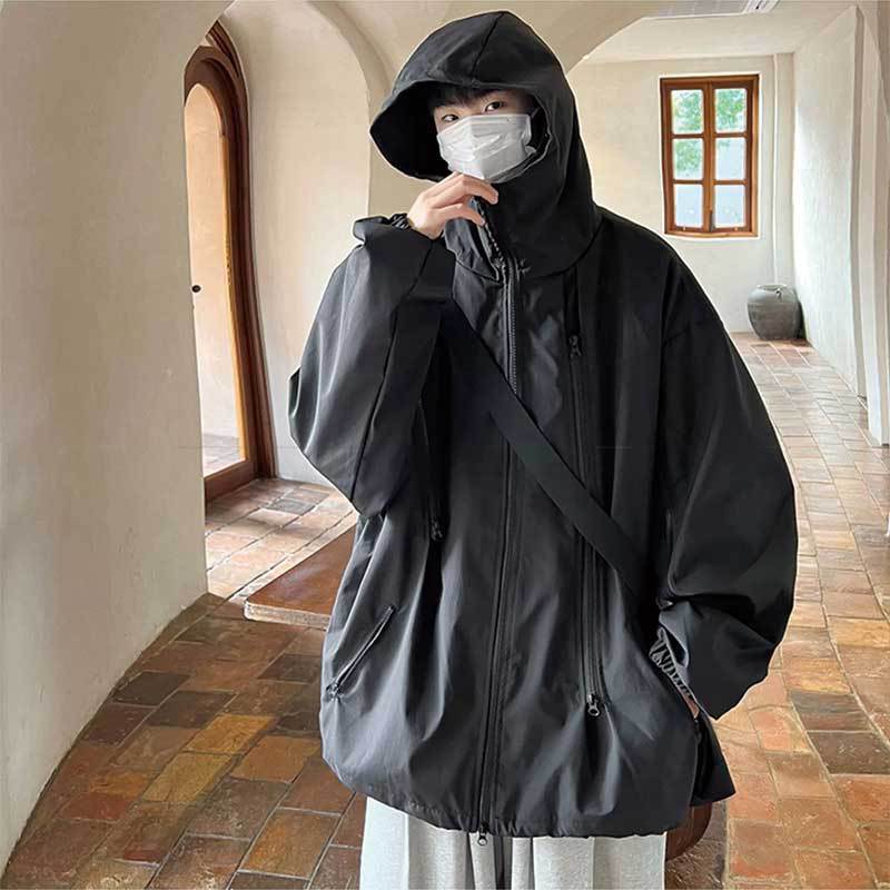 National Tide Functional Style Zipper Hooded Jacket For Men And Women With Loose Casual Solid Color Couple Jacket - Image 5