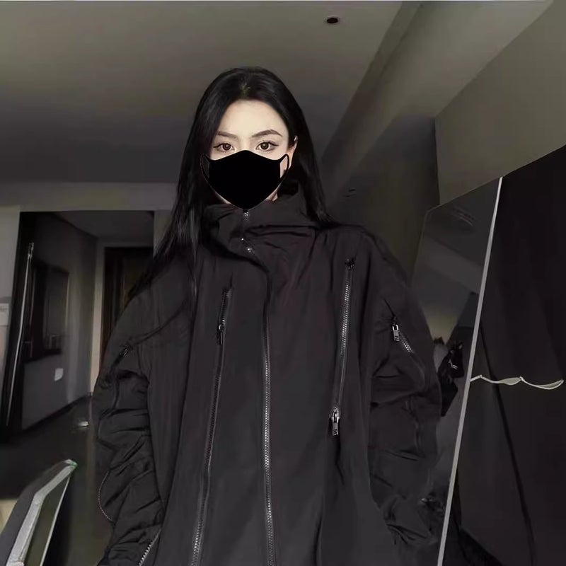 National Tide Functional Style Zipper Hooded Jacket For Men And Women With Loose Casual Solid Color Couple Jacket - Image 3