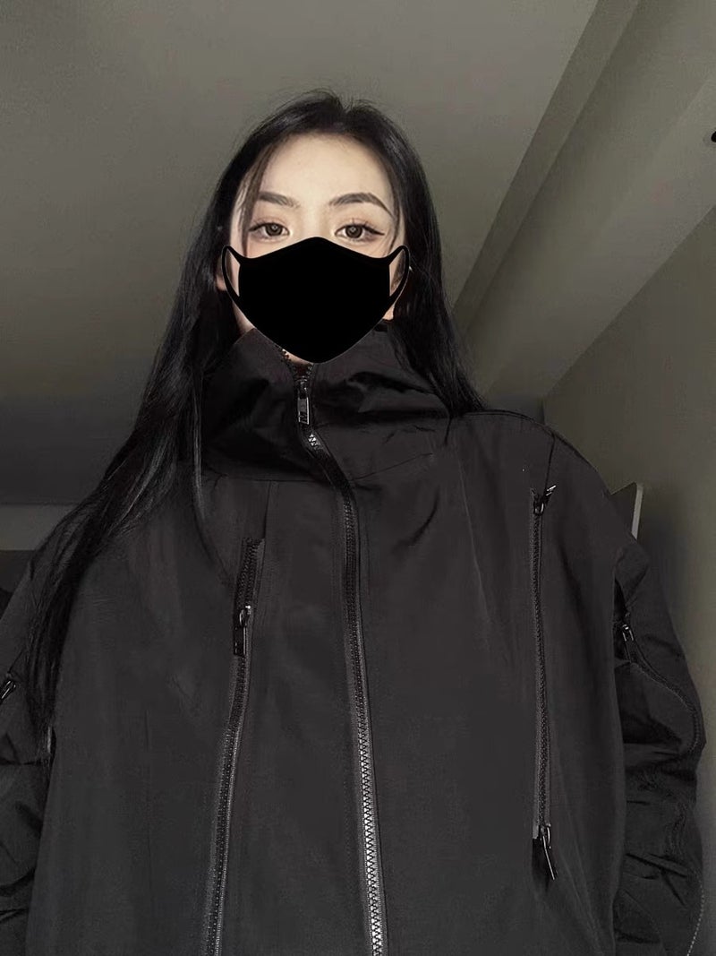 National Tide Functional Style Zipper Hooded Jacket For Men And Women With Loose Casual Solid Color Couple Jacket - Image 1