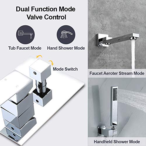 DEOLER Wall Mounted Bathtub Faucet with Handheld Shower, Solid Brass 180°Swivel Tub Faucet with Handheld Sprayer High Flow Bathtub Faucet Set with cUPC Certified Wall Mount Tub Filler, Chrome - Image 5