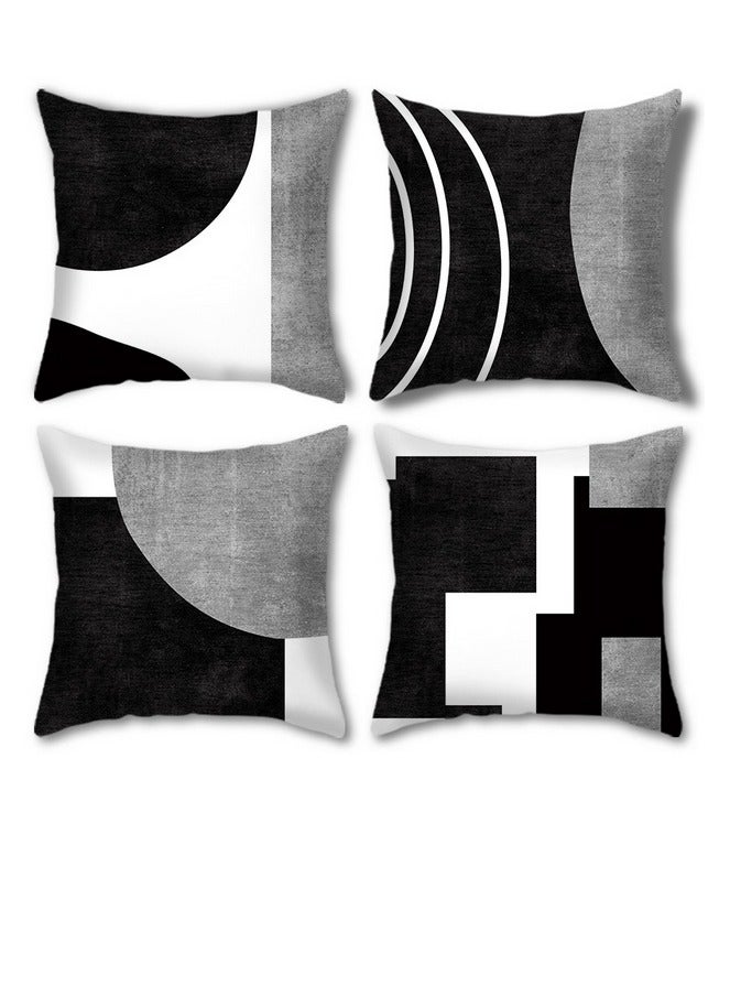إسكدنيا أغطية وسائد طقم من 4 أغطية وسائد، أغطية وسائد ذات طراز عصري 45 سم × 45 سم، أغطية وسائد أريكة تجريدية حديثة مزخرفة لغرفة المعيشة - Image 1