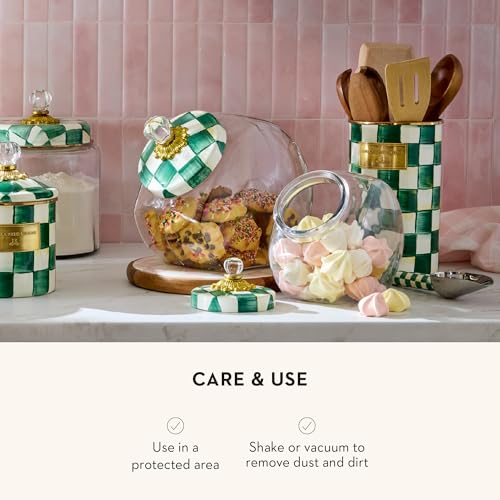 mackenzie childs MACKENZIE-CHILDS Enamel Utensil Holder, Kitchen Utensil Holder for Countertop, Green-and-White Emerald Check - Image 5
