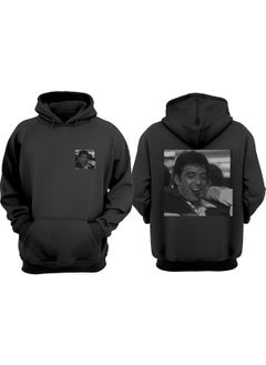 The Wert Unisex Tony Montana Design Front Back Printed Regular Fit Black Sweatshirt  - Image 1