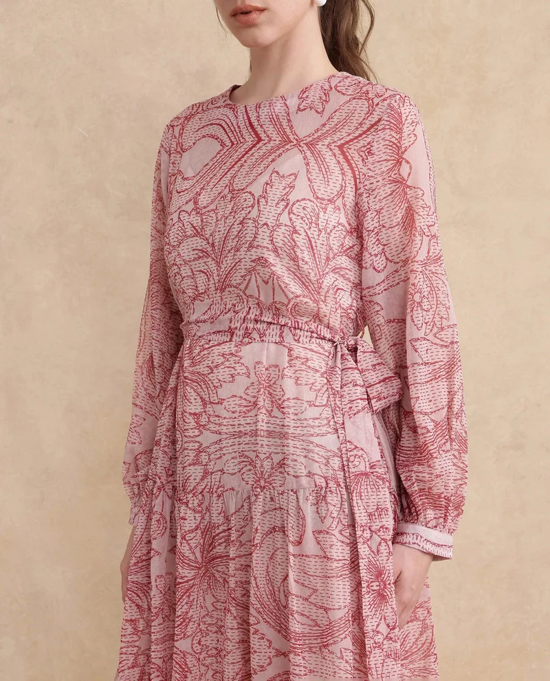 Rareism Women's Abstract Print Midi Length Dress