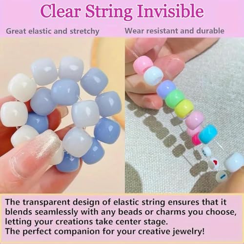 KRYTONE 10M Clear Stretchy Elastic Cord - 1.0mm Round Beading Thread for Bracelets, Necklaces, DIY Jewelry Making, Strong & Durable Spool for Crafting, Flexible String for Beads & Handmade Accessories - Image 2