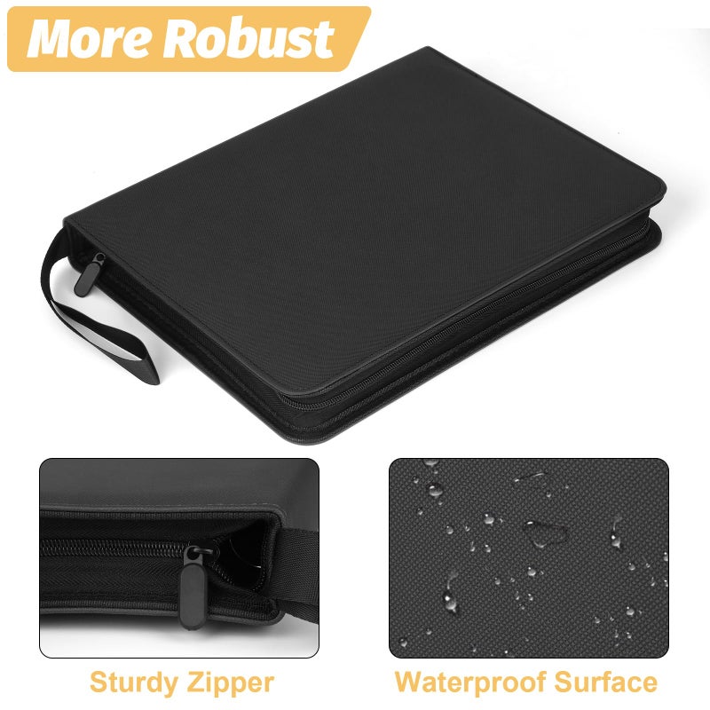 GERMUN 9 Pocket Card Binder, Premium Zip Trading Card Binder, 720 Double Sided Pocket PU Card Collection Binder, Collector Card Album, Card Folder for MTG, TCG, Sports Cards, Game Cards (Black1) - Image 2