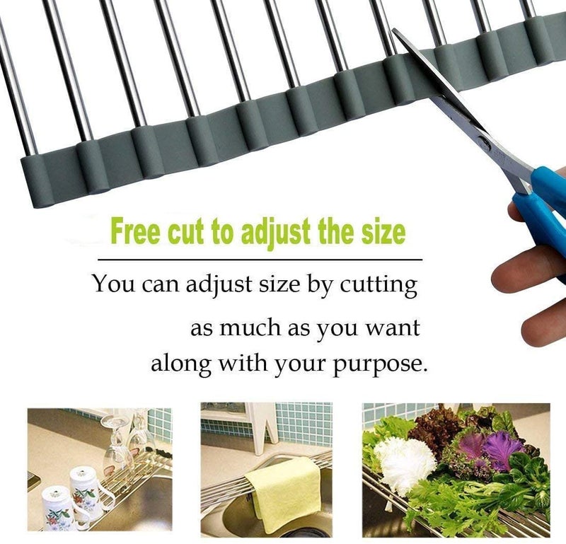 SCILLA Foldable RollUp Kitchen Sink Crockery Vegetable Wash Utensils Drain Rack Dish Drying Rack Stand Drain Board Colander Mat and Dry Dishes OrganizerMulticolor - Image 4
