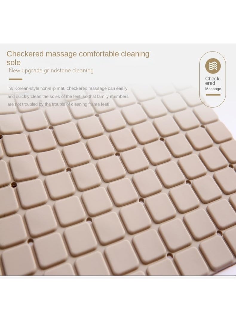 سجادة حمام ممتازة من السيليكون المضاد للانزلاق، 70×38 سم، غير سامة، سريعة الجفاف، مزودة بأكواب شفط، آمنة للاستخدام في الدش وحوض الاستحمام (شفاف) - Image 5