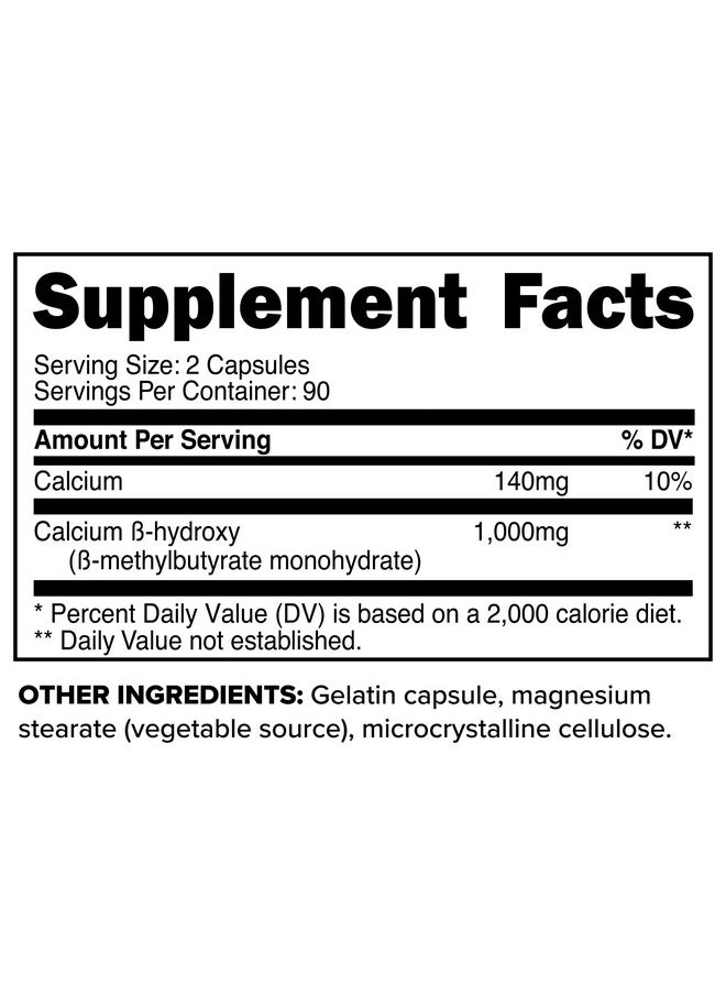 Primaforce - Hmb Betahydroxy Betamethylbutyrate 1000Mg 180 Capsules 500Mg Per Capsule Gluten Free And Nongmo Supplement - Image 1
