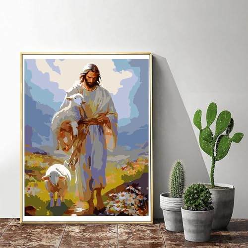 igoodom Jesus Paint by Numbers Kit for Adults Beginner Religion Adult Paint by Number Kits on Canvas DIY Adults PaintbyNumber Kits for Gift Home Wall Decor 16x20inch - Image 3