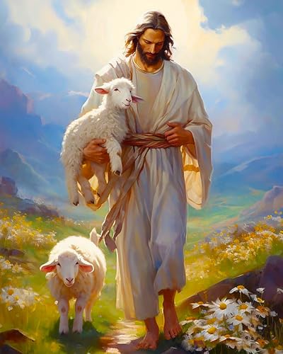 igoodom Jesus Paint by Numbers Kit for Adults Beginner Religion Adult Paint by Number Kits on Canvas DIY Adults PaintbyNumber Kits for Gift Home Wall Decor 16x20inch - Image 1