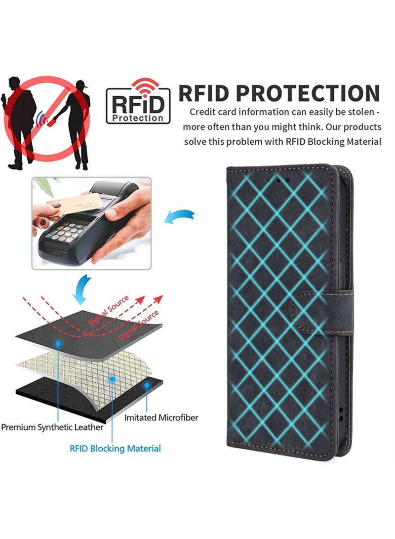 Honor X7A 4G/ X7A 5G Case Cover Soft PU Leather Flip Folio Wallet with Card Slots Back Cover Drop-Proof Shock-Proof Protective Cell Phone Back Accessories Protection Black - Image 4