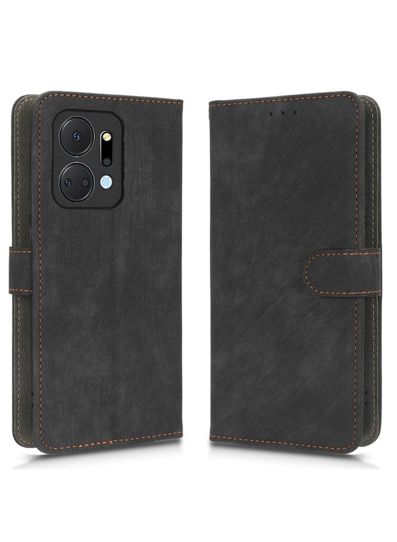 Honor X7A 4G/ X7A 5G Case Cover Soft PU Leather Flip Folio Wallet with Card Slots Back Cover Drop-Proof Shock-Proof Protective Cell Phone Back Accessories Protection Black - Image 3